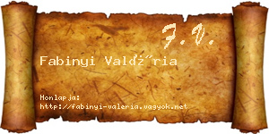 Fabinyi Valéria névjegykártya